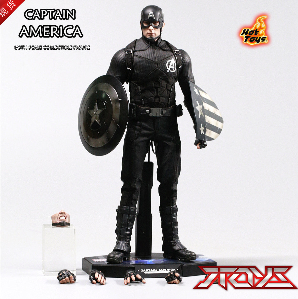 HOTTOYS HT 2018 Venue Exclusive 10th Anniversary Black Captain America 7.0 MMS488 Concept Action Figure