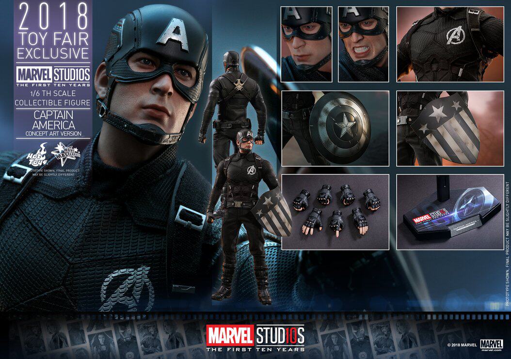 HOTTOYS HT 2018 Venue Exclusive 10th Anniversary Black Captain America 7.0 MMS488 Concept Action Figure
