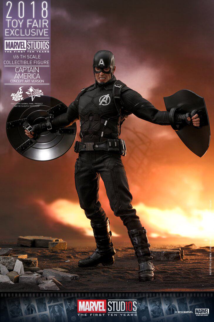 HOTTOYS HT 2018 Venue Exclusive 10th Anniversary Black Captain America 7.0 MMS488 Concept Action Figure