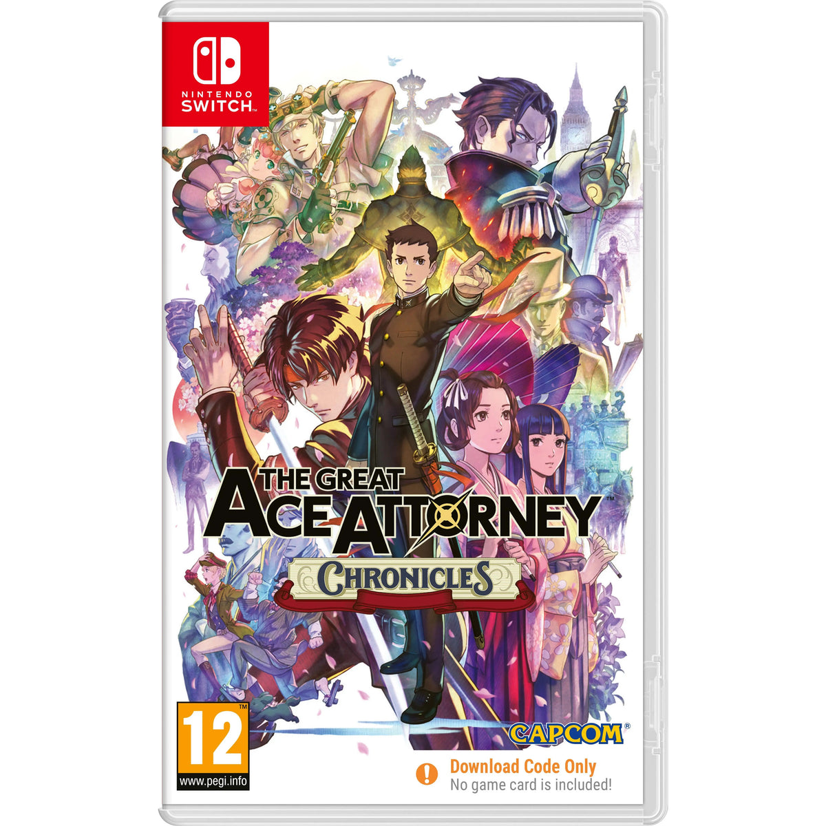 The Great Ace Attorney Chronicles Digital Game for Nintendo Switch, Nintendo brand, English language, includes code in a box for digital download, ideal for gaming enthusiasts seeking engaging experiences on their Switch cons