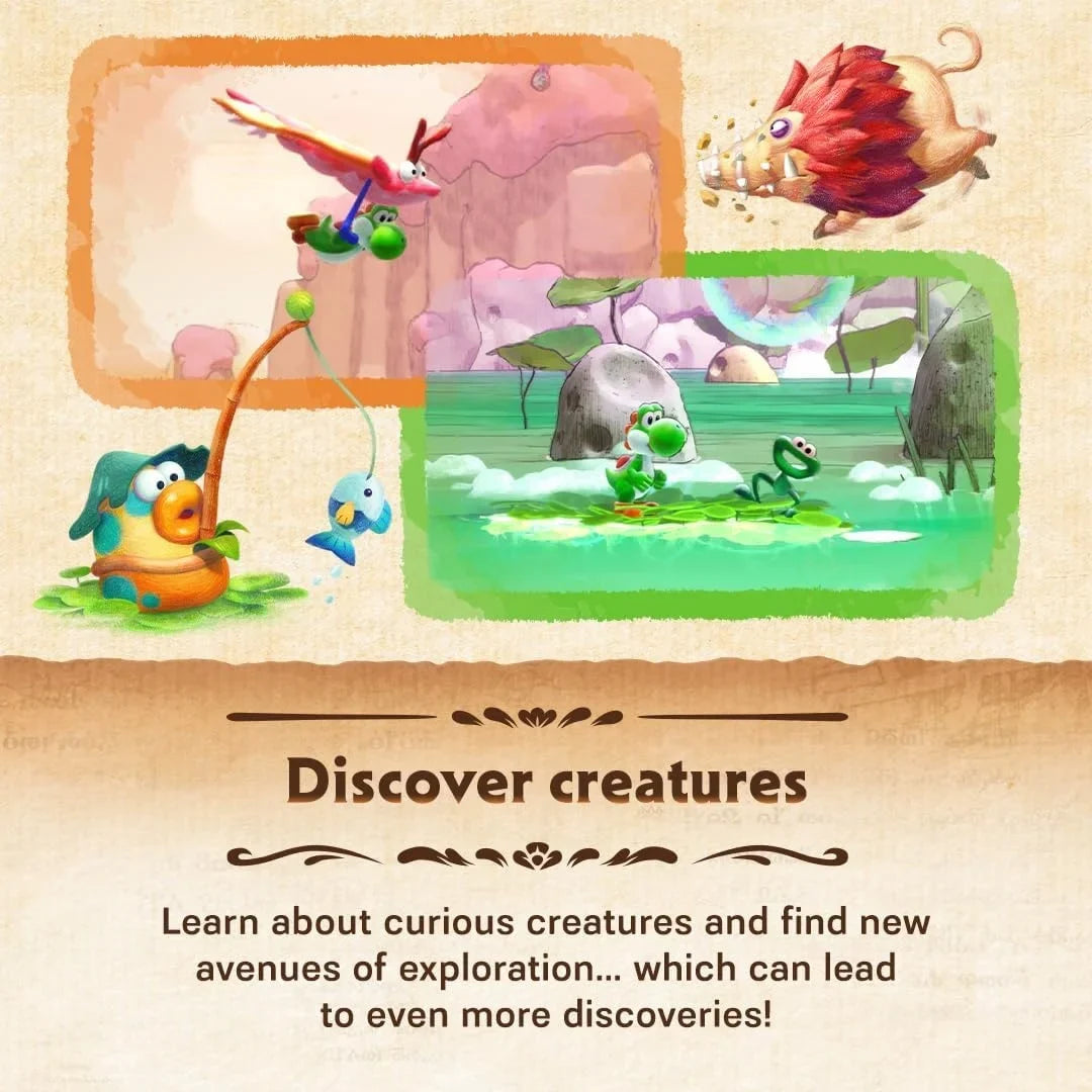 Yoshi and the Mysterious Book Game for Nintendo Switch 2, physical format, English language, factory sealed, Nintendo brand, compatible with Switch games, includes multi-language subtitles for an immersive experience.