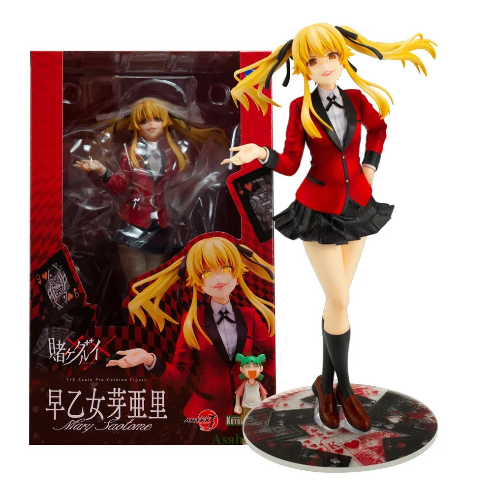 24CM Anime Kakegurui Twin Meari Saotome Figure Standing Model Toy Gift Collection Replaceable Face PVC Action Figure