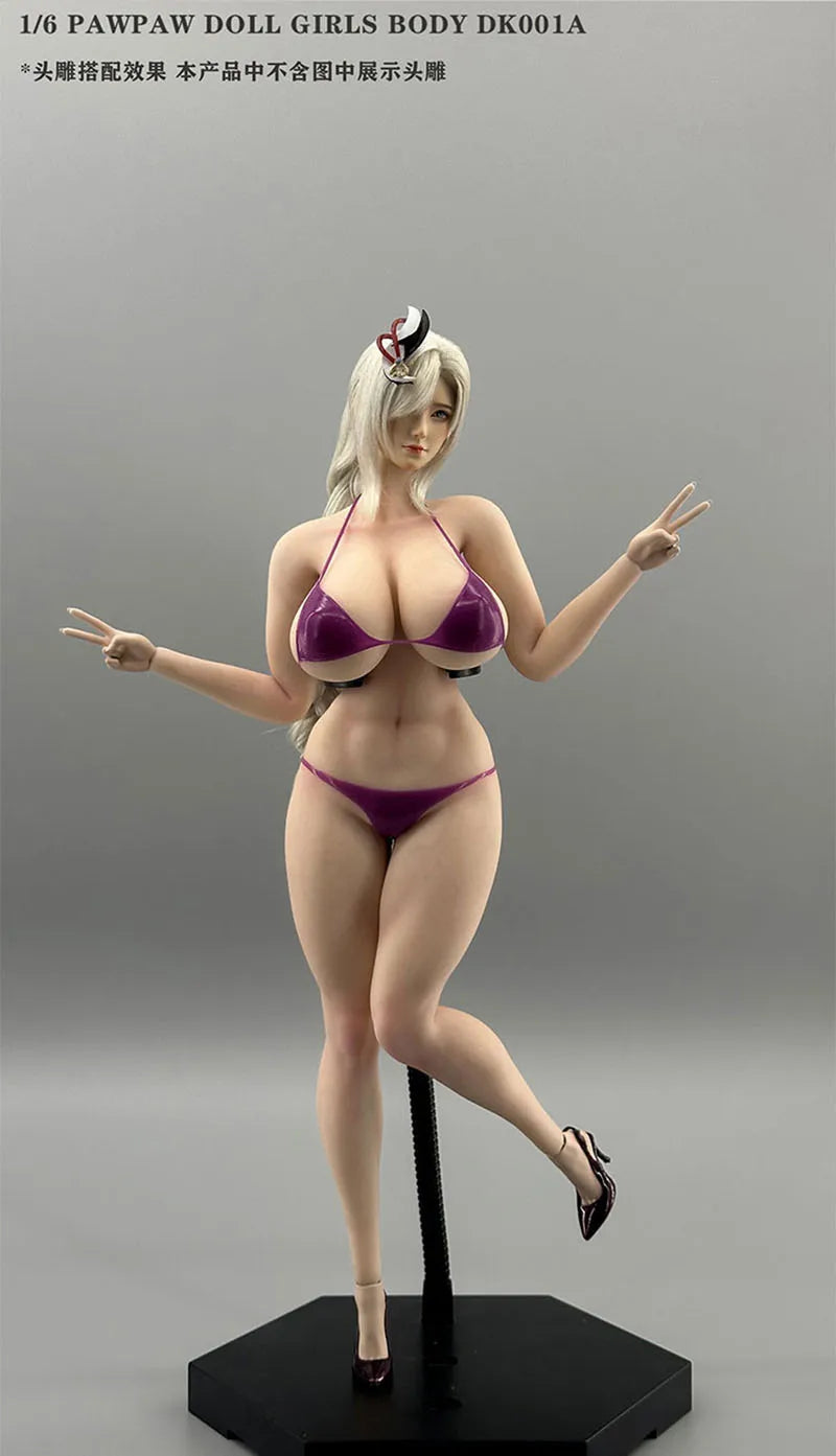 PawPawDoll DK001A 1/6 Anime Girl Oversize Breast Seamless Body 26.5cm Makeup Platinum Silicone Female Soldier Action Figure Doll