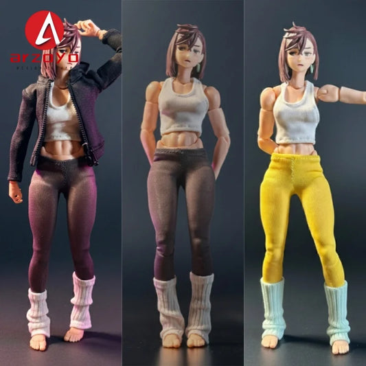 1/12 Scale Vitality Sports Tank Top Yoga Pants Stacked Socks Set Clothes Model Fit 6" Nt-04 Romankey Action Figure Body Model