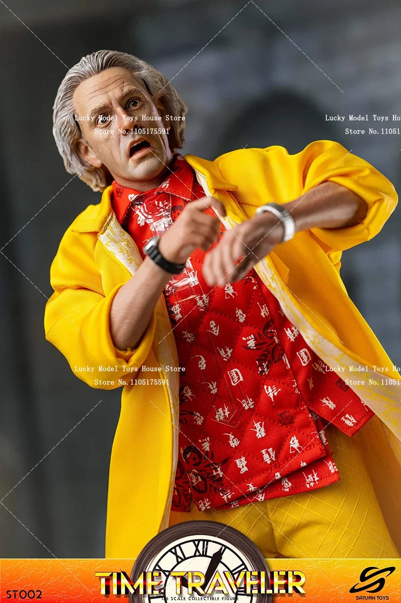 SaturnToys ST002 Quick Shipment 1/6 Time Traveler White Hair Doc. Yellow Suit Cloth Action Figure Display 12inch Soldier Model