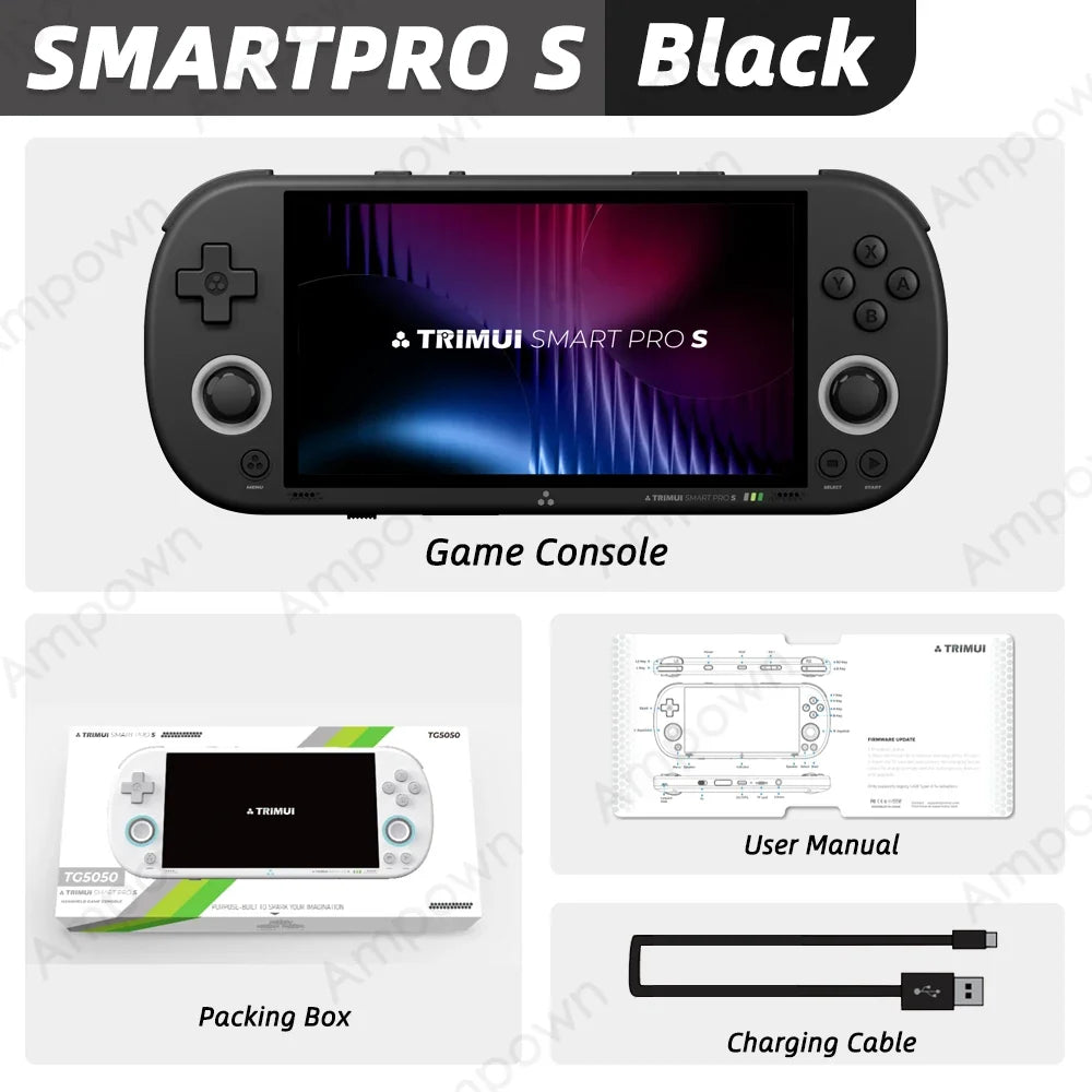 TRIMUI SMART PRO S Handheld Game Console 4.96''IPS Screen Allwinner A523 Processor Hall Joystick RGB Lighting TG5050 Game Player