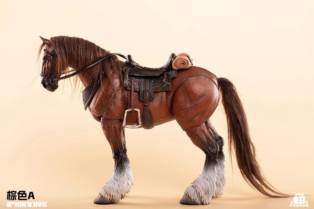 In Stock 23cm Fish Toys Horse Aciton Figure  1/12 Pvc Model Waste Land Series Panchromatic Horse Animal Statue Customized  Toys