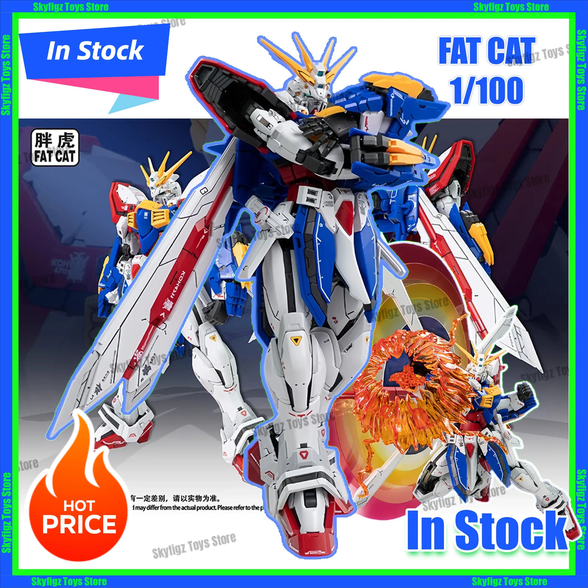 In Stock FAT CAT 1/100 II God Scale Special RG 1/144 Enlarged Version Assembly Model Kit Action Figure Robot Plastic Model