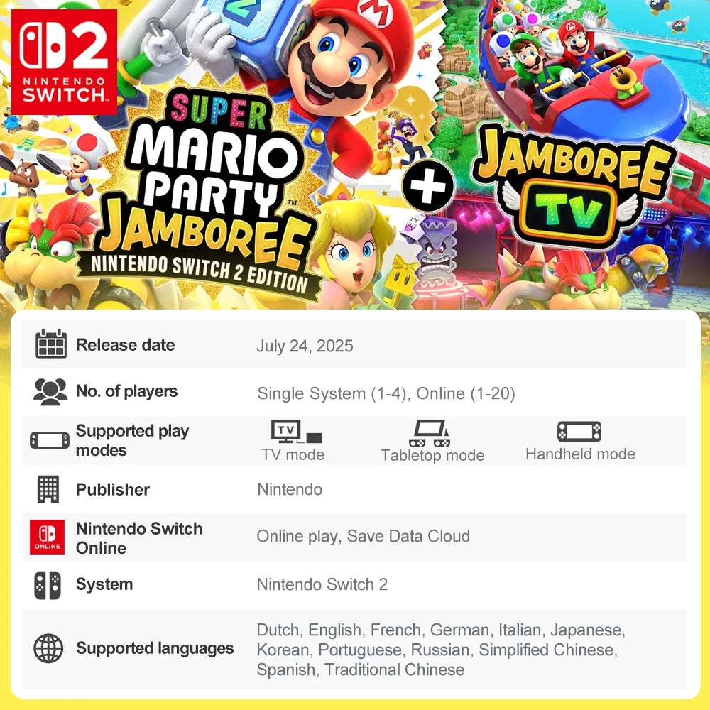Nintendo Switch 2 Super Mario Party Jamboree+Jamboree TV Juegos Games Deals 100% Official Physical Game Card Multiplayer Game