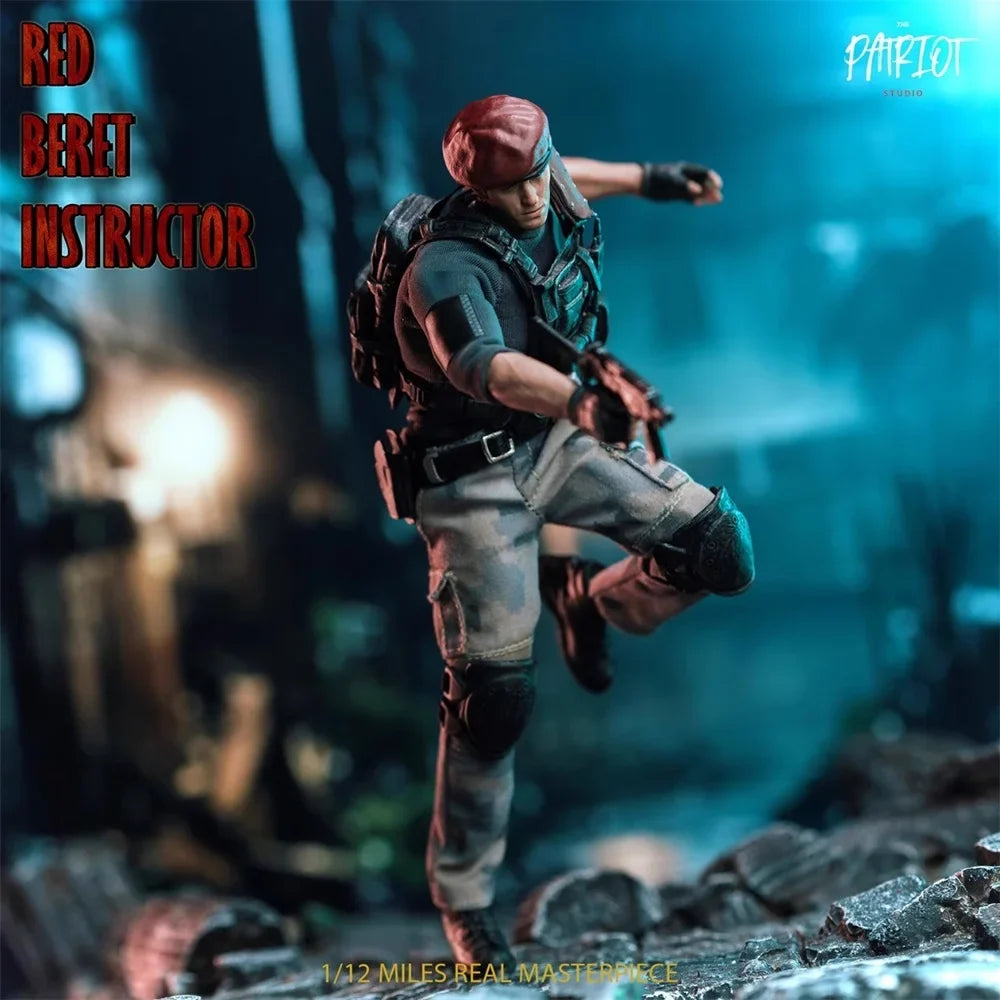 1/12 Patriot Studio Man Guy Residents Red Beret Instructor Full Set Moveable Action Figure Gift About 6" For Fans Collect