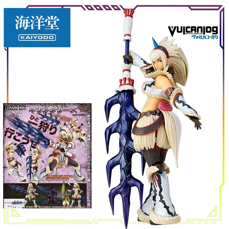 KAIYODO Original Vulcanlog Monster Hunter Revo Series 005 Battle Cat/Hunter Female Swordsman Articulated Action Figure Model Toy