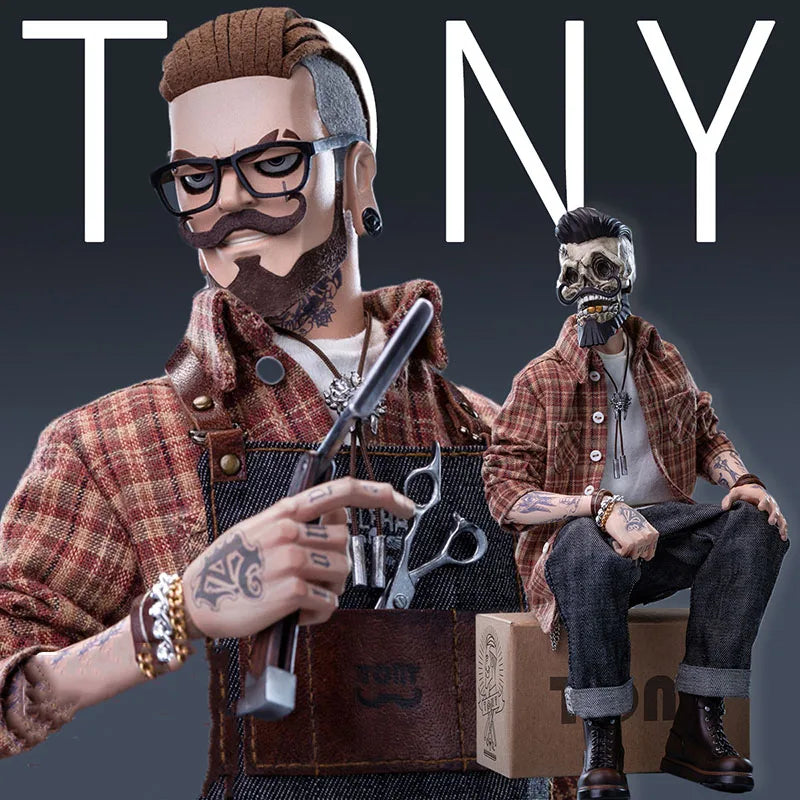 Original  Jc-001 1/6 Men Soldier Tony Vintage Oil Head Barber Tattoo Body Full Set 12" Action Figure Model Best Collection Gift