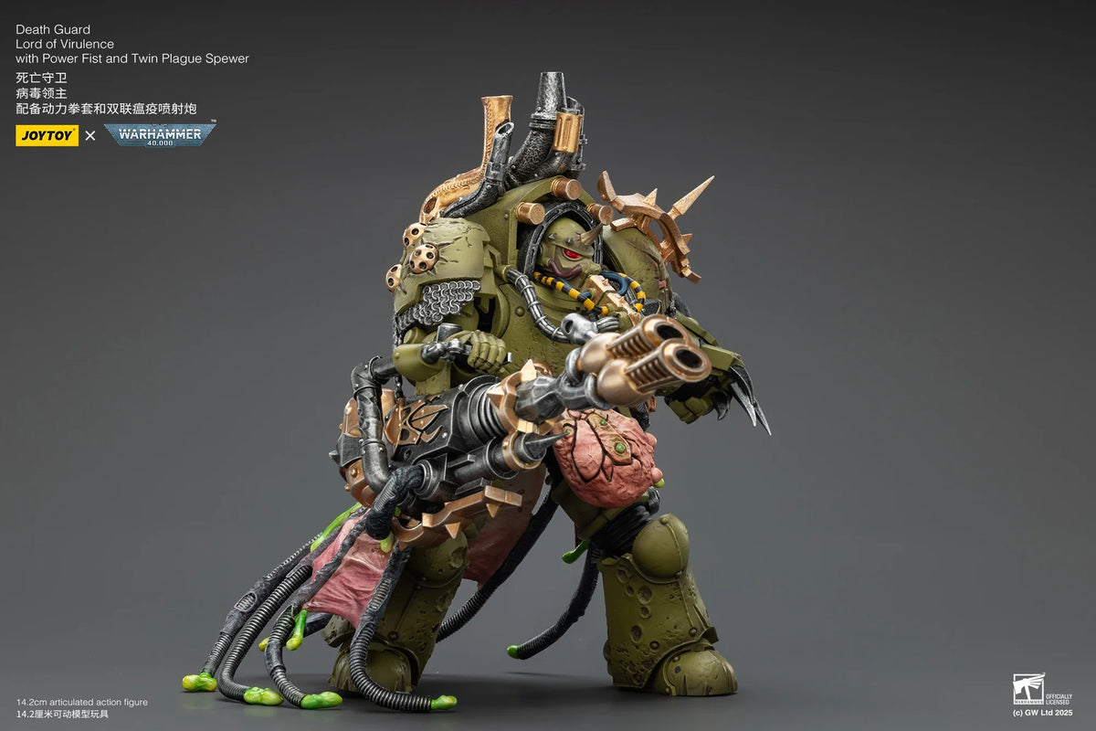 【SF】JOYTOY Warhammer 40K 1/18 Action Figure Death Guar Lord of Virulence with Power Fist and Twin Plague Spewer Model Toys Gifts