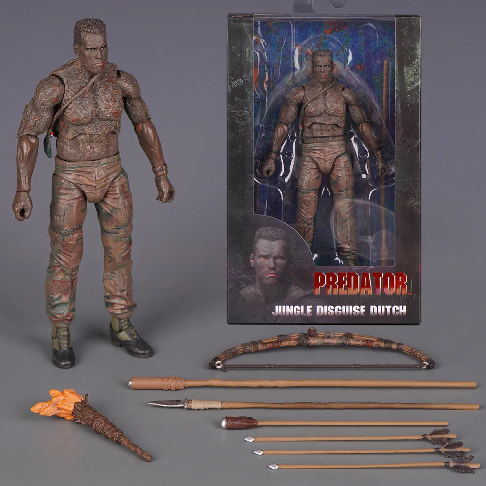 Hot Neca Predator Jungle Extraction Dutch Action Figure Schwarzenegger Figurine Statue Model Desktop Decoration Toy Gift