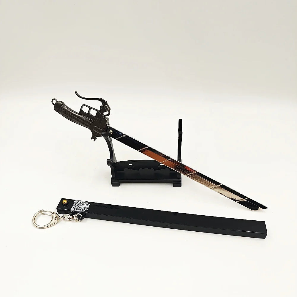 Attack on Titan Anime Peripheral Alloy Pop Up Sword Weapons Model Rust-free Craft Toy Collection Keychain Ornaments Display 22cm