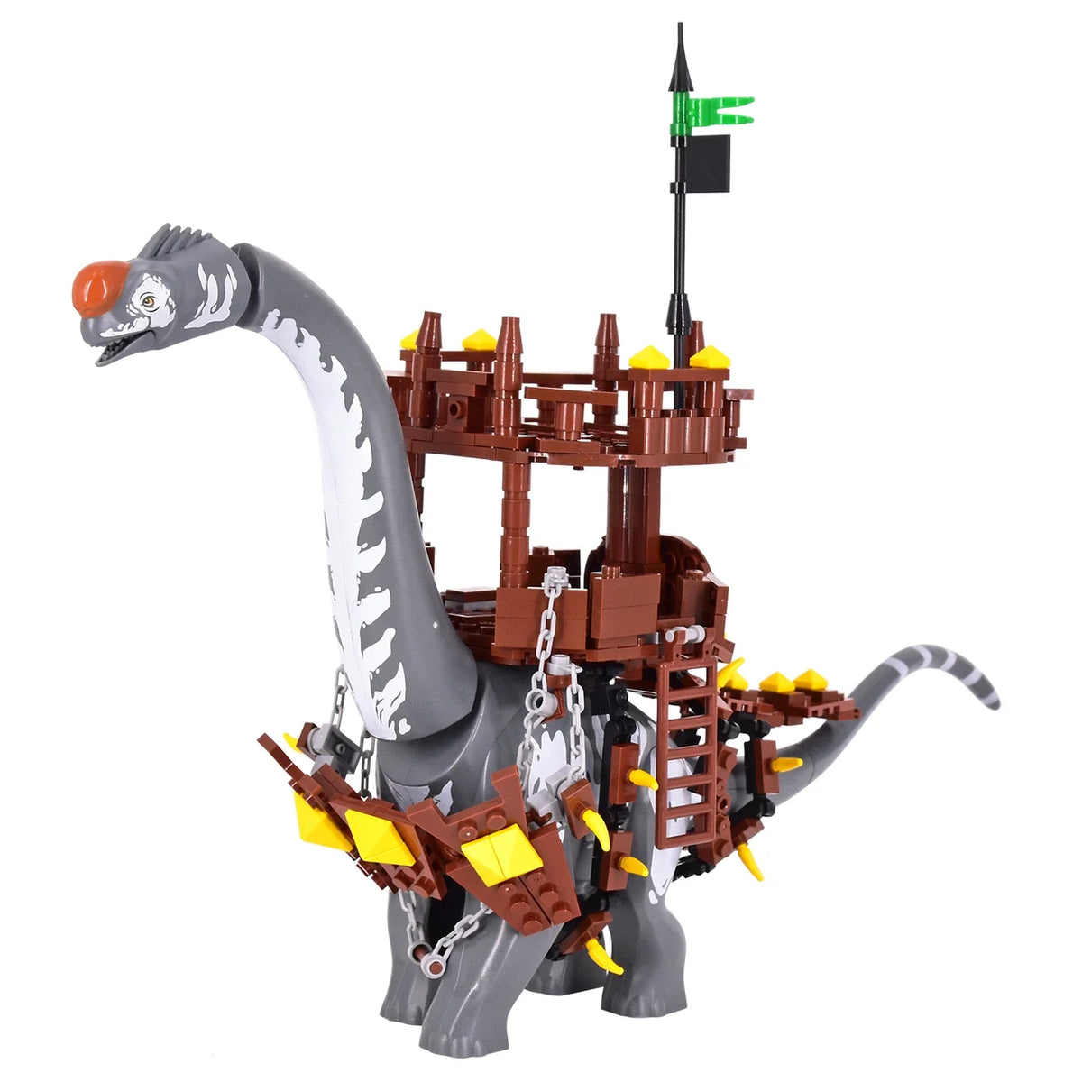 2025 New Jurassic Dinosaur Titanosaurus Dinosaur Seat Buildable Dino with Fortress Structure Ladders Flag