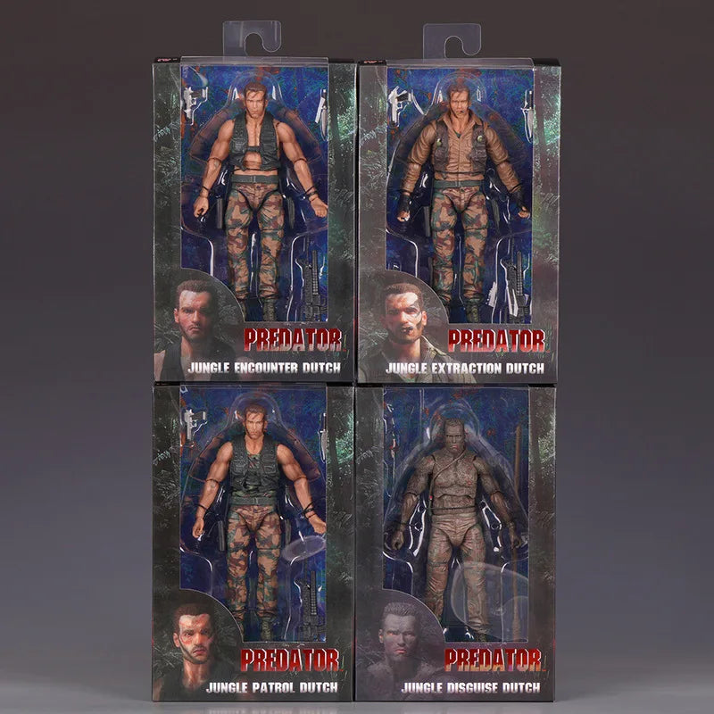 Hot Neca Predator Jungle Extraction Dutch Action Figure Schwarzenegger Figurine Statue Model Desktop Decoration Toy Gift