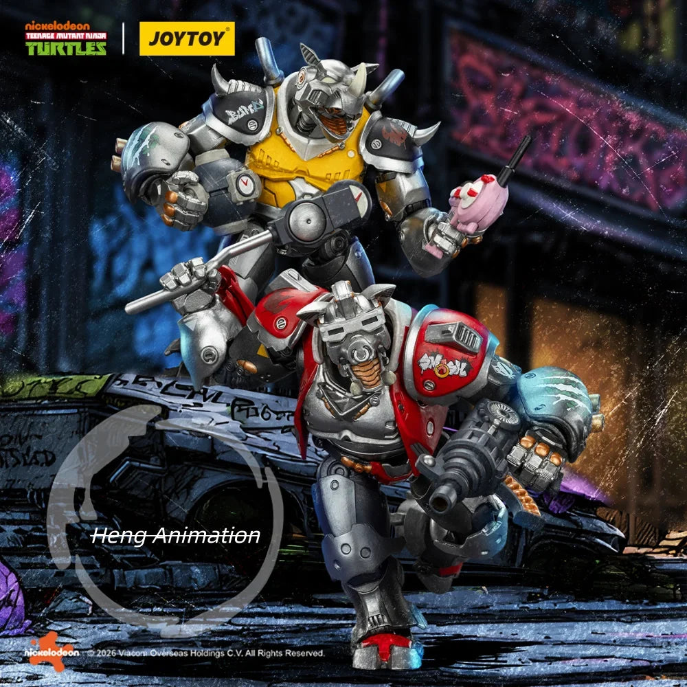 Spot goods TOYJOY 1/18 TMNT Ninja Turtles, Steel Bullhead, Pigface, "Long Live Rock 'n' Roll" Articulated Action Figures