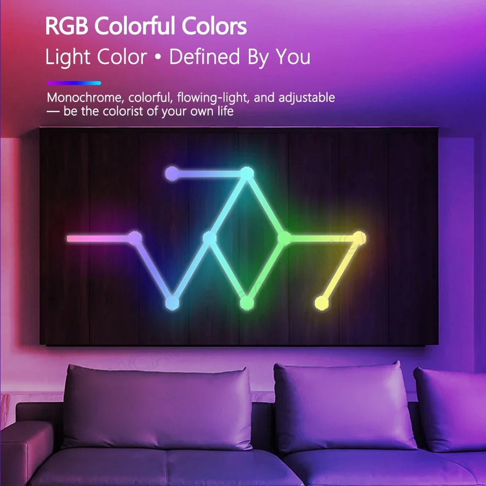 Splicing Light DIY Atmosphere Light RGB Smart Wall Light Voice Control Lamp for Esports Room Bedroom Bar Decoration Night Light