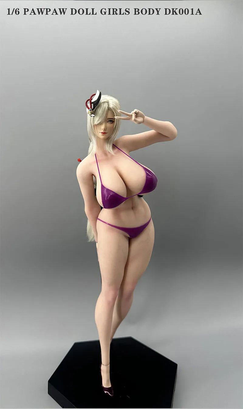 PawPawDoll DK001A 1/6 Anime Girl Oversize Breast Seamless Body 26.5cm Makeup Platinum Silicone Female Soldier Action Figure Doll