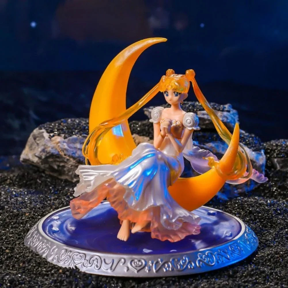 Sailor Moon Ornament Anime Surrounding Aesthetic Figure Model Glowing Night Light Room Desktop Decoration Cute Toy Children Gift