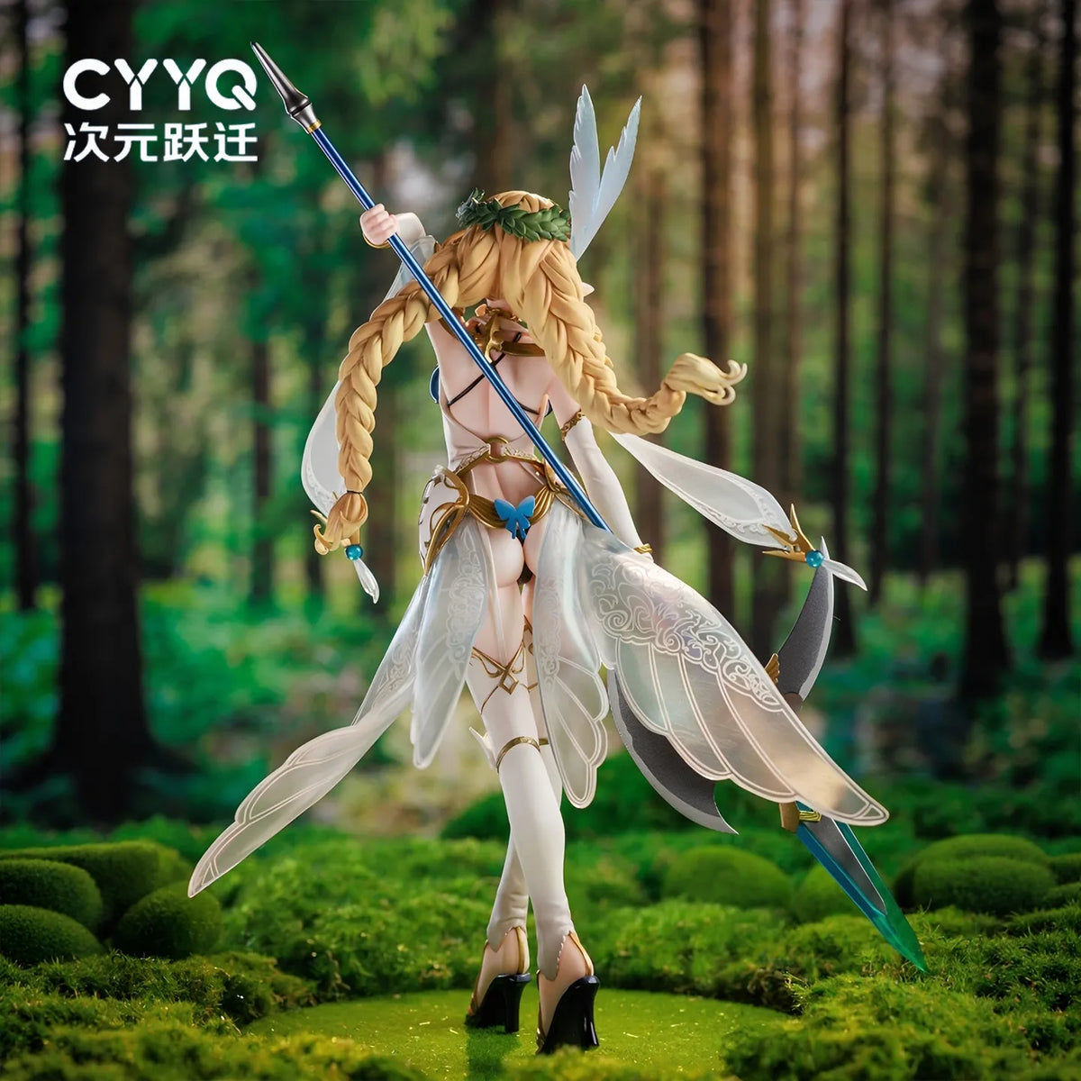 Anime Figure Lincia Elf Village Third Villager Long Halberd Beautiful Girl Two Dimensional Collectible Desktop Ornament