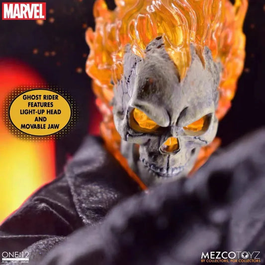 Original MEZCO ONE:12 Ghost Rider Hell Cycle in Stock Animation Action Series Figure Model Toy Collection Gift
