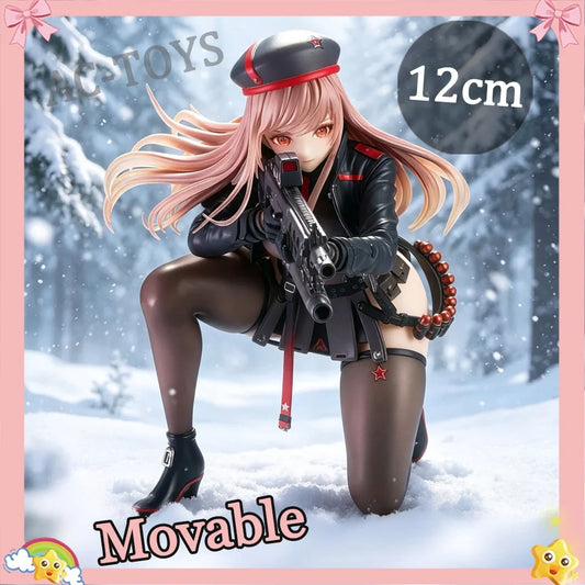 Nikke: Goddess of Victory Rapi Figure Pink Hair Military Outfit Snow Scene 12cm Sexy Maid Movable PVC Swimsuit Favorite Toy Gift