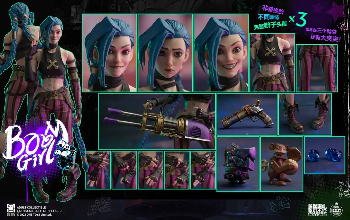 TYCTOYS In Stock Original Onetoys Boom Girl Arcane Jinx 1/6 Scale Action Figure Deluxe Edition OT021 12inch Full Set Model Toys