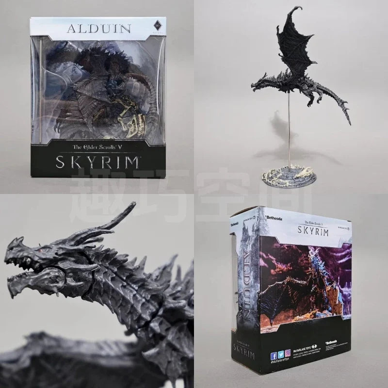 25cm Alduin Black Dragon Action Figure The Elder Scrolls V Skyrim Articulated Boxed Collectible Statue For Game Fans
