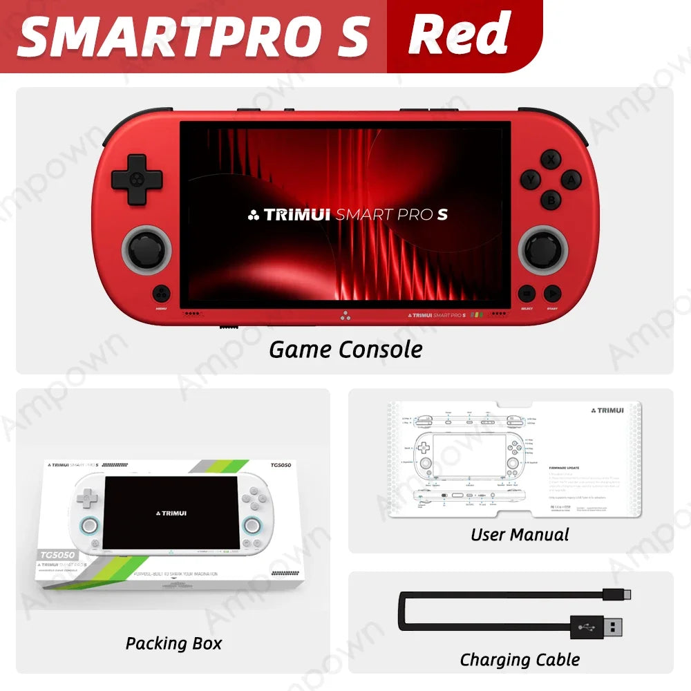 TRIMUI SMART PRO S Handheld Game Console 4.96''IPS Screen Allwinner A523 Processor Hall Joystick RGB Lighting TG5050 Game Player