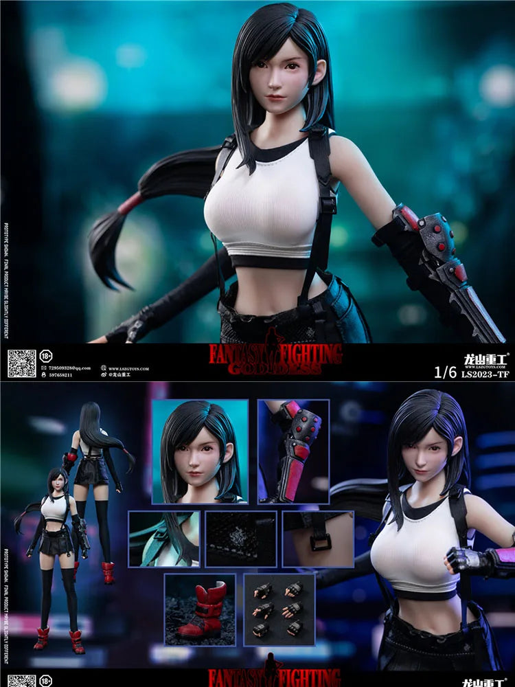 LS2023-TF 1/6 Goddess of Fighting Girl Tifa Action Figure Game Series Cool Handsome Soldier 12" Full Set Figurine Gifts Collects