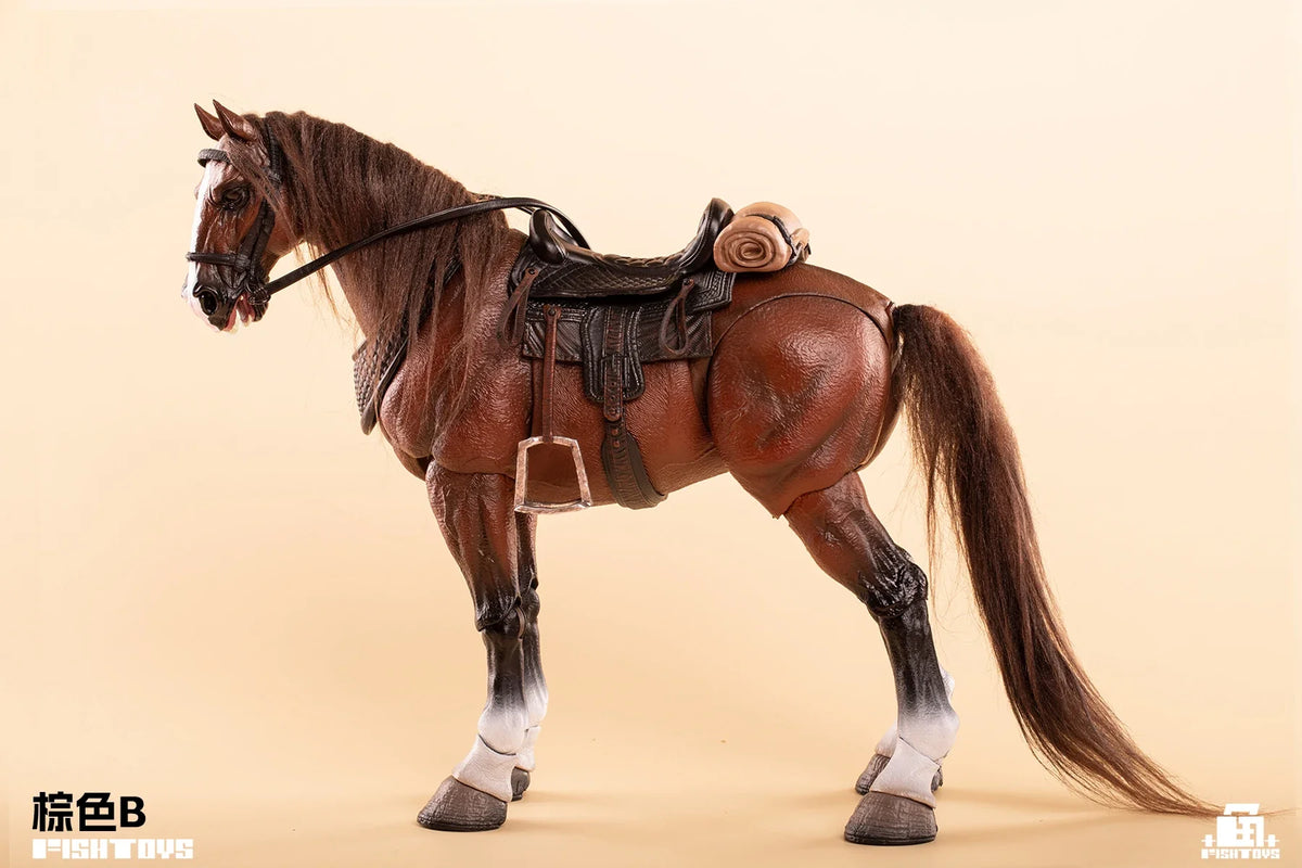 In Stock 23cm Fish Toys Horse Aciton Figure  1/12 Pvc Model Waste Land Series Panchromatic Horse Animal Statue Customized  Toys
