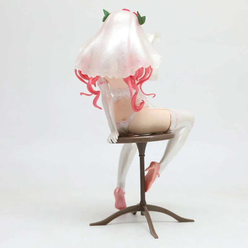 New 24cm Anime Figure Pink Hair Bride Wedding Rose Veil Collectible Statue Desktop Ornament Computer Case Decoration Boxed Model