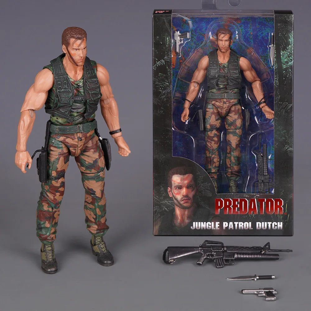 Hot Neca Predator Jungle Extraction Dutch Action Figure Schwarzenegger Figurine Statue Model Desktop Decoration Toy Gift