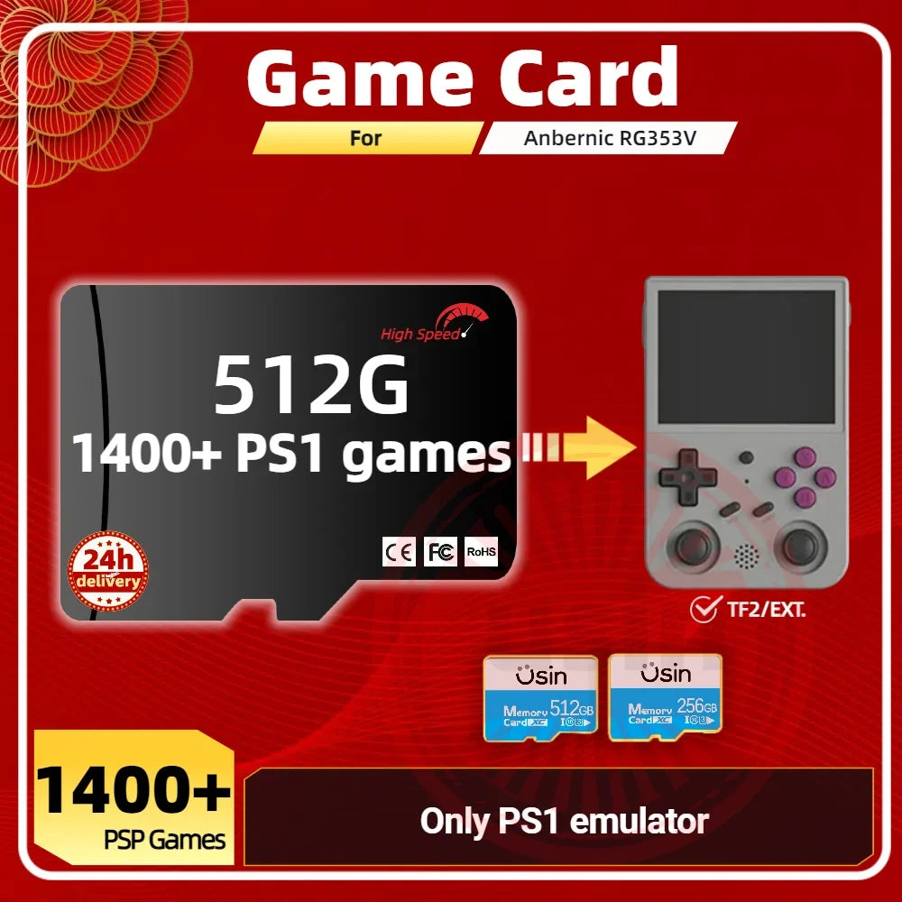 Game Card For Anbernic RG353V RG353VS Memory TF Plug&Play Pre-install Retro Games PSP PS1 SD Portable High Speed Card 1Tb 512G