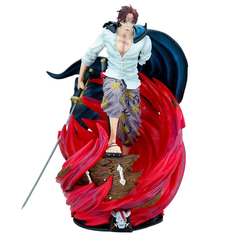 36cm One Piece Anime Figure Gk Red Haired Shanks Four Emperor Knife Pulling Scene Pvc Model Pendant Statue Toy Dolls Kids Gift S