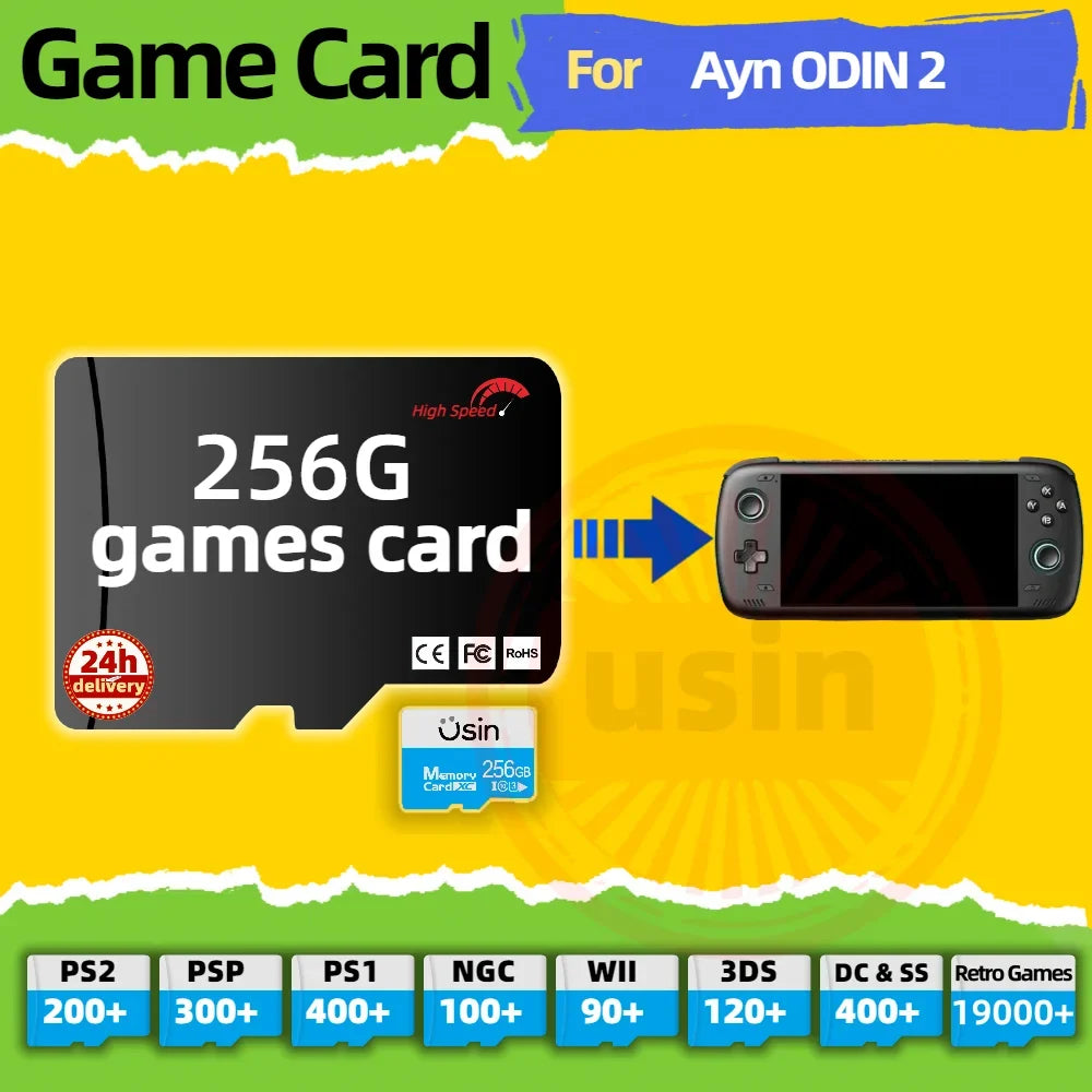 Game Card For Ayn Odin 2 Odin2 Portal TF Retro Games PS2 PSP PS1 Android portable Handheld Gaming SD Card High Speed 256G