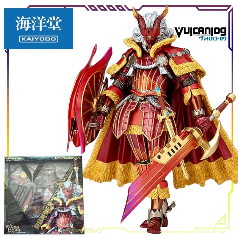 KAIYODO Original Vulcanlog Monster Hunter Revo Series 005 Battle Cat/Hunter Female Swordsman Articulated Action Figure Model Toy