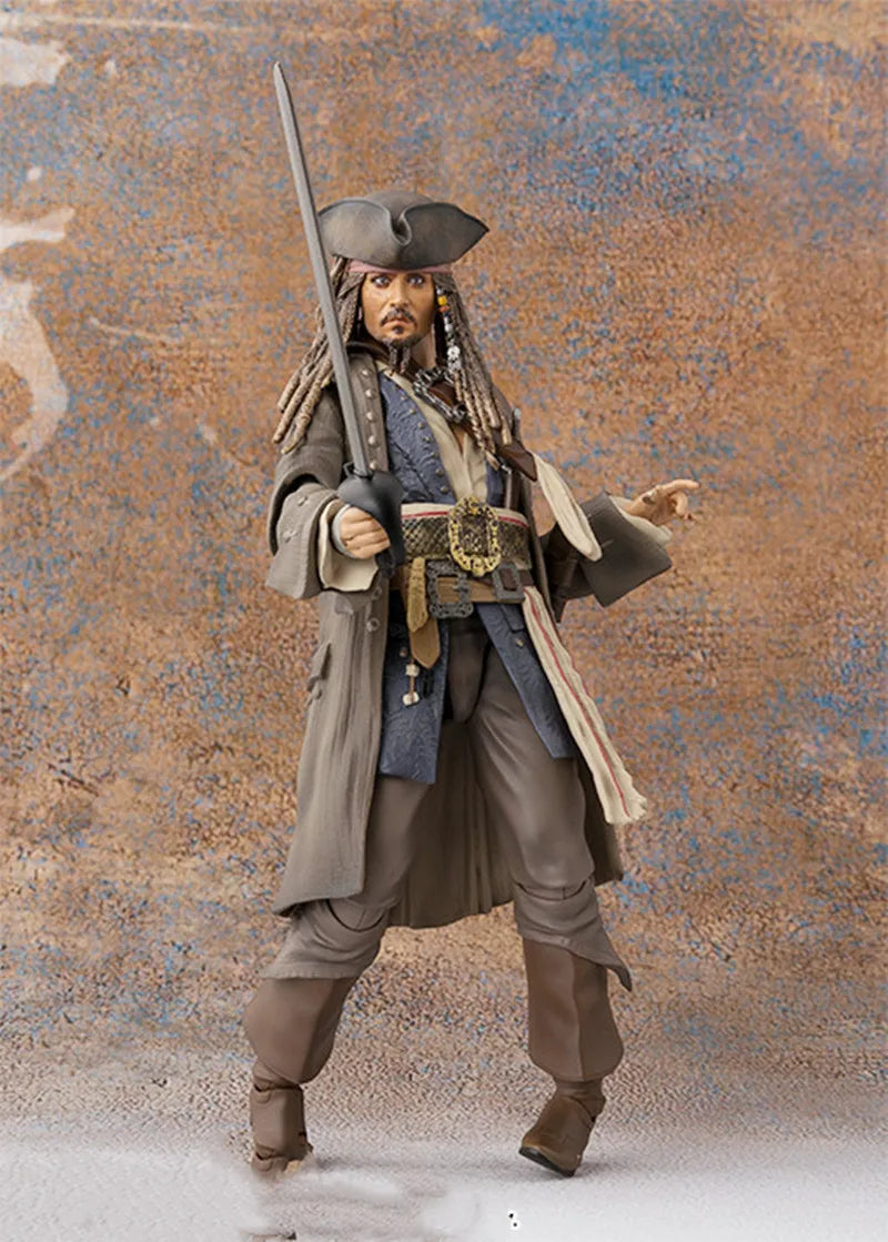 Anime SHFiguats Pirates of the Caribbean Captain Jack Sparrow Action Figure Collectable Model Toys For Christmas Gift Dolls