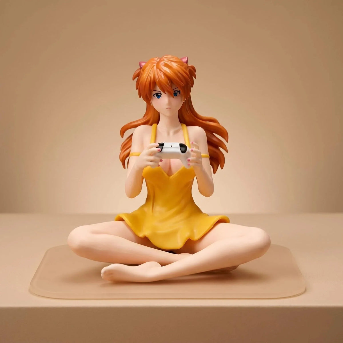 11cm Gaming Ver Figure EVA Kawaii Girl Yellow Dress Sitting Pose Anime Action Figurine Collectible Model Doll Birthday Gift
