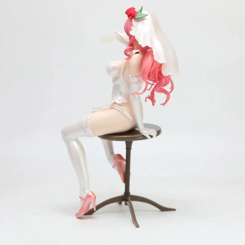 New 24cm Anime Figure Pink Hair Bride Wedding Rose Veil Collectible Statue Desktop Ornament Computer Case Decoration Boxed Model