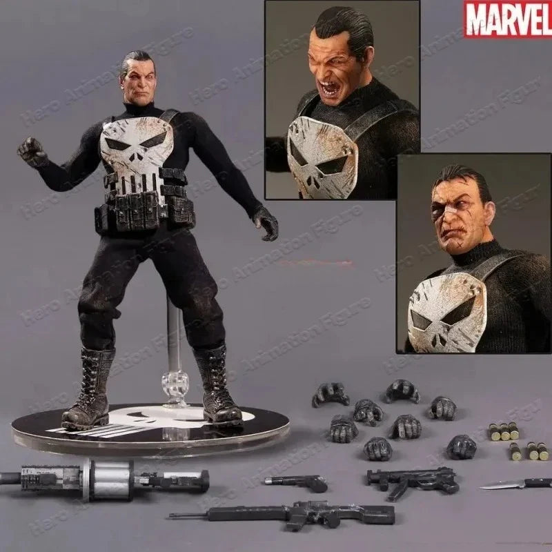 In Stock Marvel 1/12 Mezco Ant Punisher Sdcc Boo Bu Movable 6 Inch Figure Model White Punishment Uncle Skeleton Carving Toy