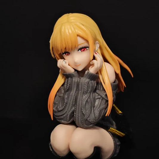 New Anime Figure Kitagawa Marin My Dress Up Darling Squatting Pose Pretty Girl Model Desktop Decoration Ornament For Anime Fans