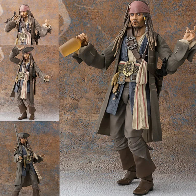 Anime SHFiguats Pirates of the Caribbean Captain Jack Sparrow Action Figure Collectable Model Toys For Christmas Gift Dolls