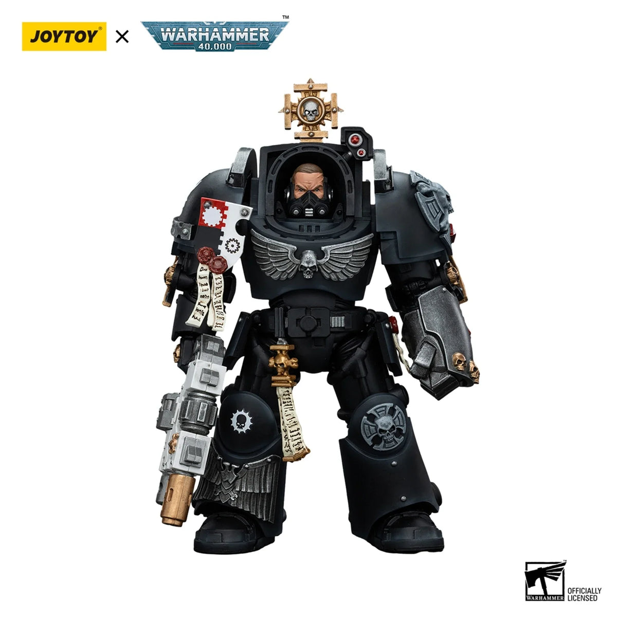 JOYTOY Warhammer 40K 1/18 Scale Action Figure - Iron Hands Terminator Captain with Interchangeable Weapons & Display Base