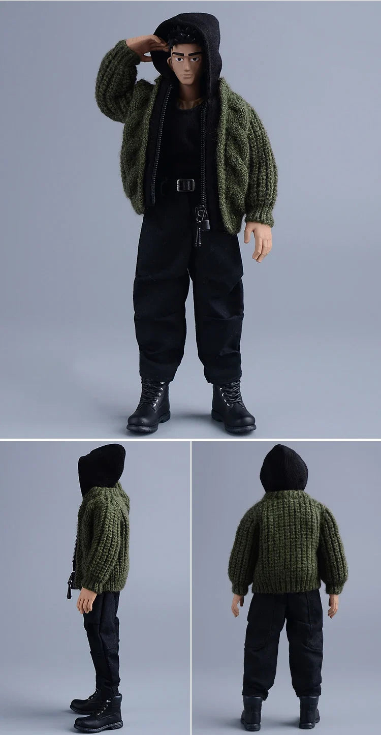 1/12 Scale Male Soldier Knitted Sweatshirt Sweater Jacket Cardigan Coat for 6in Asi Dolls Action FIgure Body Model DIY