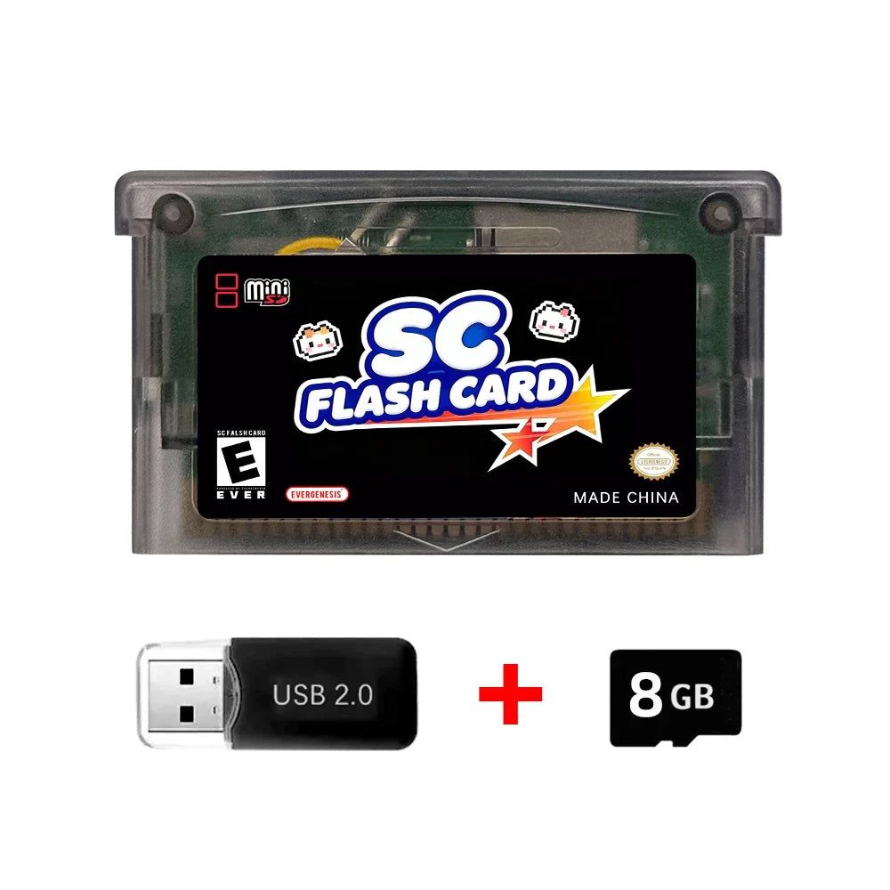 DGETG SCFW V2.0 GBA Flash Cart 5000+ Retro Games RTC 1M Flash NES Compatible with GBC GB NES DS Includes 8G TF Card