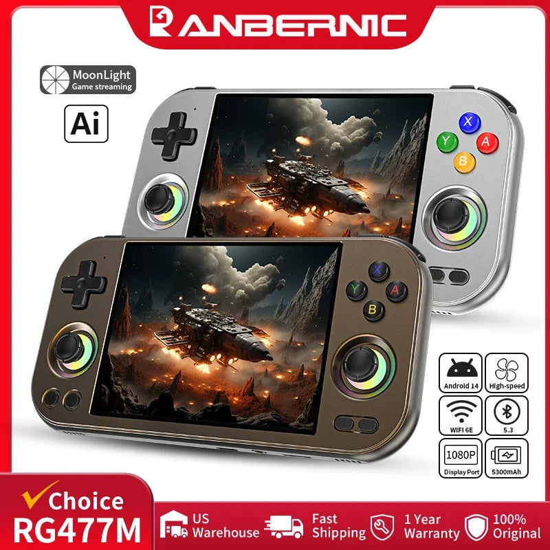 Anbernic RG 477M Handheld Games Console 4.7" LTPS In-Cell Touch Screen Aluminum Alloy Android 5300mAh Supports AI 1080p DP Out
