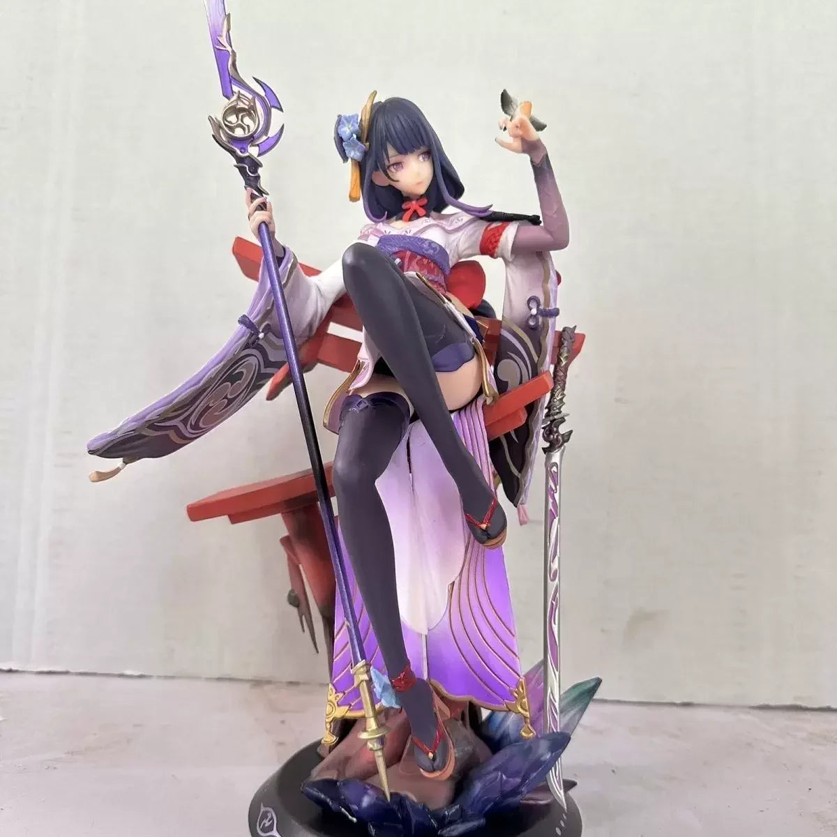 35cm Genshin Impact Figure Raiden Shogun Sitting Position Anime Collectible Model Desktop Decorations Holiday Gifts Kids Toys